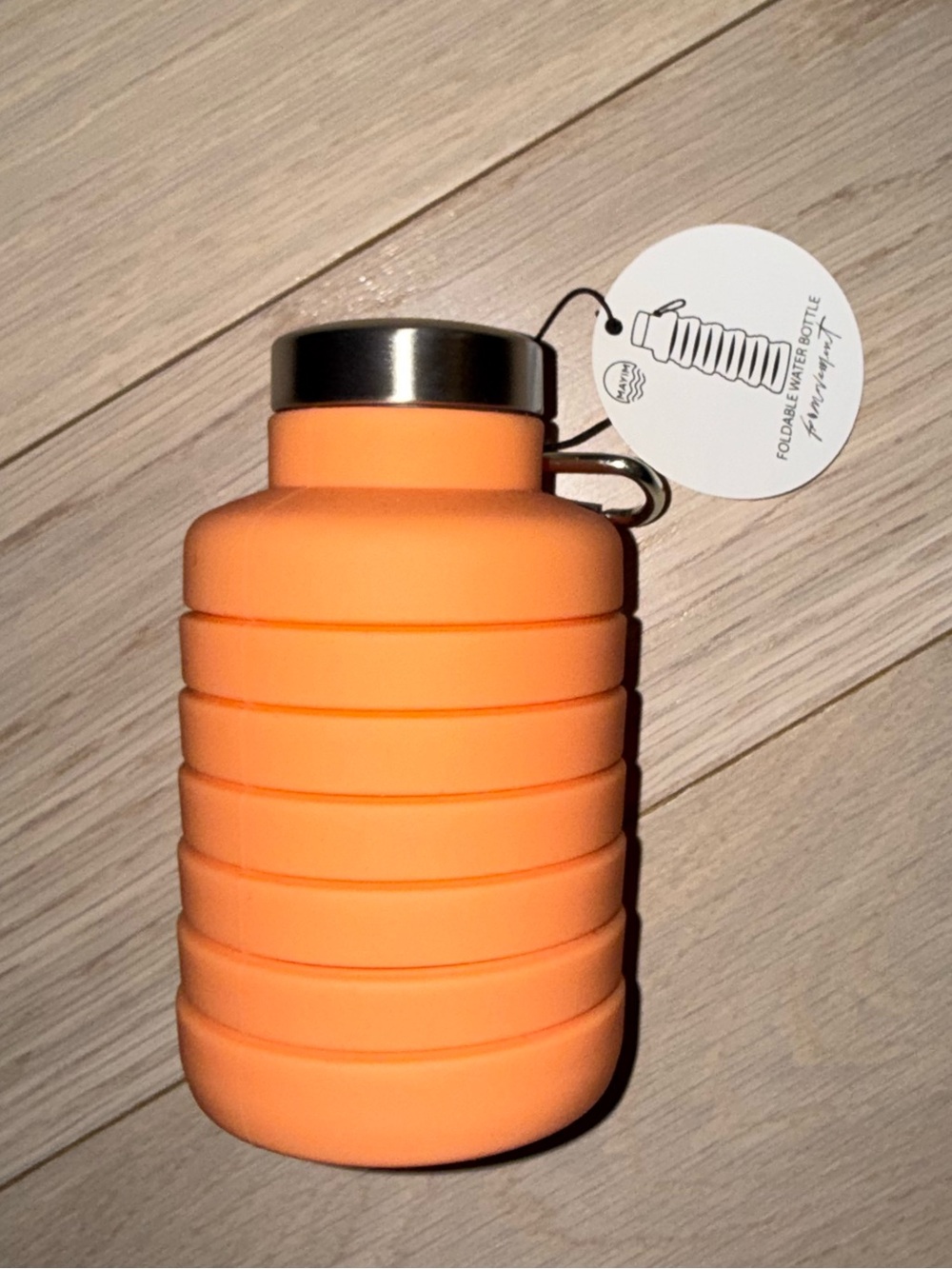 NWT Free People Collapsible Silicone Water Bottle - Orange